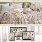 MooMee Striped Duvet Cover Set 100% Washed Cotton Linen Like Textured Breathable Durable Soft Comfy (Orange Classic Stripes, Oversized Queen 98"x98")