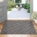 hicorfe Dirt Trapper Indoor Doormat,20"x31.5" Welcome Door mat,Non Slip Backing Washable Door Mats,Absorbent and Resistant Low-Profile Entrance Inside Floor Mat for Front Back Door and Entryway (Grey)