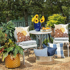 Brown and Yellow Floral Pillow Covers 20x20 Set of 2 Outdoor Waterproof Decorative Throw Pillows Summer Pillow Covers Polyester Cushion Case Decor for Couch Patio Funiture Garden Porch 011E20