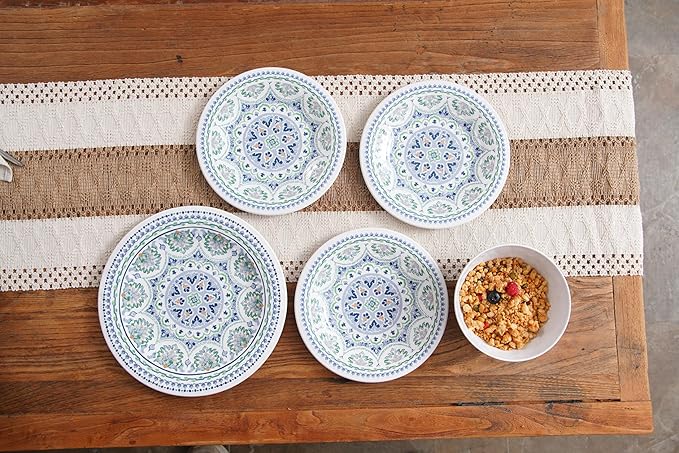 Blue Medallion 12-Piece Melamine Dinnerware Set