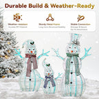 Large Christmas Snowman Family Decorations, 43Inch 3D Pre-Lit Iridescent Snowman with 200 LED Lights & Zip Ties, Indoor Outdoor Holiday Decor for Yard,Porch,Home-Iridescent
