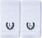 Decorative and Monogrammed Hand Towels for Bathroom Kitchen Makeup | Personalized Gift for Wedding-Bridal | Roman Font Custom Luxury Turkish Towel | Spa Collection, Oversized, 16 X 30 Inch, Set of 2