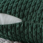 MIULEE Christmas Army Green Throw Pillow Covers Soft Corduroy Decorative Set of 2 Boho Striped Pillow Covers Pillowcases Farmhouse Home Decor for Couch Bed Sofa Living Room 18x18 Inch