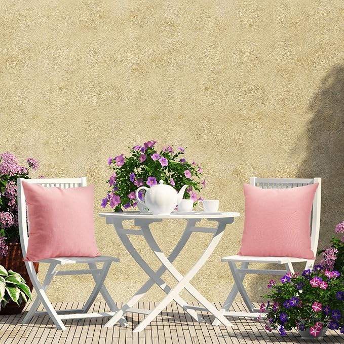 Boao 4 Pack Christmas Decorative Outdoor Waterproof Throw Pillow Covers Square Patio Balcony Garden Waterproof Cushion Case PU Coating Pillow Shell for Couch Bed Patio Sofa, 18 x 18 Inch(Pink)