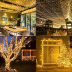 KNONEW 600ft 1500 LED Christmas String Lights Outdoor Green Wire 8 Modes & Timer Fairy Light Plug in Waterproof Patio Lights for Xmas Yard Tree Wedding Party Holiday Decorations (Warm White)
