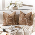 BlissBlush Fall Brown Decorative Throw Pillow Covers 18X18, Set of 2, Boho Farmhouse Cushion Cover, Cozy Soft Accent Pillowcase for Couch Sofa Bed Living Room Home Décor