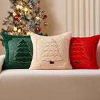 DFXSZ Christmas Pillow Covers 18x18 Yellow Line Green Christmas Tree Decoration Soft Plush Faux Fur Jacquard Throw Pillows for Bedroom Sofa Holiday Festivals Winter Home Decor PTK062A18
