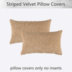 Kevin Textile Pack of 2 Corduroy Decorative Throw Pillow Covers 12x20 Inch Soft Boho Striped Pillow Covers Modern Farmhouse Home Decor for Autumn Sofa Living Room Couch Bed Tan