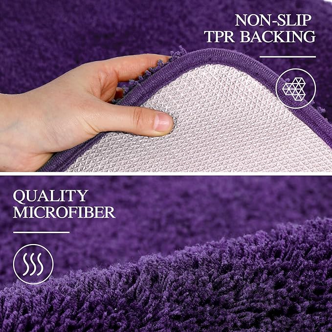 Walensee Large Bathroom Rug (24 x 36, Dark Purple) Extra Soft and Absorbent Shaggy Bath Mat Machine Washable Microfiber Non Slip Luxury Floor Mat