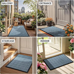 Yimobra Front Door Mat Outside Entrance 29.5x17, Waterproof Heavy Duty Outdoor Mats for Front Door, Non Slip Rubber Entry Mat for Garage Patio Indoor, Mix Blue