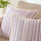 Decorative Pillow Covers Set of 2, Boho Farmhouse Couch Throw Pillows with Tassels, Textured Small Dot Pattern Cushion Cases for Sofa Living Room Home Decor (Purple, 18" x 18" (Pack of 2))