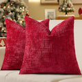 decorUhome Christmas Red Chenille Throw Pillow Covers 26x26 Set of 2 Thick Textured Slubby Couch Pillow Covers Farmhouse Accent Modern Neutral Decorative Pillow Cases for Bed Sofa Living Room