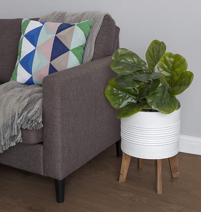 Kate and Laurel Gavri Casual Farmhouse Galvanized Metal Planter with Rustic Wood Stand