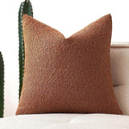 MIULEE Fall 24x24 Inch Textured Boucle Throw Pillow Cover Rust Accent Solid Eruo Sham Pillow Case Decorative Soft Pack of 1 Couch Cushion Chair Sofa Bedroom Livingroom Home Decor
