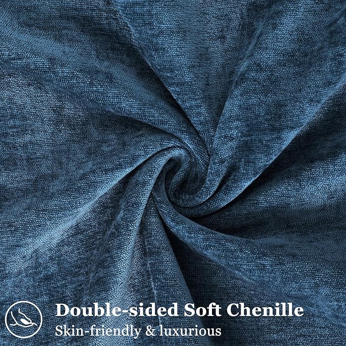 decorUhome Couch Throw Pillow Covers 12x20 Set of 2, Decorative Soft Euro Neutral Chenille Lumbar Pillow Covers with Elegant Design for Sofa Bed Living Room Home Decor, Poseidon
