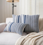 Boho Throw Pillow Covers 20x20 Inch Set of 2, Farmhouse Decorative Couch Pillow Cases, Navy Blue Accent Pillows of Bed, Sofa Bedroom Living Room Home Decor Cushion Cover