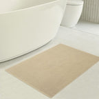 American Soft Linen Bath Rug, 20 in 34 in 100% Cotton Bath Mats Rugs for Bathroom, Slip Reducer Washable Shaggy Form Area Rugs, Beige Bath Rug