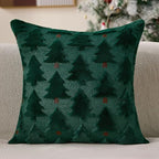 Christmas Pillow Covers 18x18 inch Set of 2 Christmas Decorations Soft Plush Faux Fur Wool Green Xmas Tree Throw Pillow Cases Winter Holiday Decor for Sofa Living Room PT-012P18