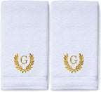 Decorative and Monogrammed Hand Towels for Bathroom Kitchen Makeup | Personalized Gift for Wedding-Bridal | Roman Font Custom Luxury Turkish Towel | Spa Collection, Oversized, 16 X 30 Inch, Set of 2