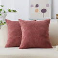 Home Brilliant Pillow Covers 22x22 Soft Cushion Covers Set of 2 Striped Velvet Throw Pillow Cases for Bed Living Room, 55x55 cm, 22 x 22 Inch, Dry Rose Pink