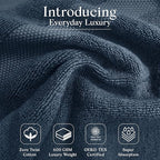 Premium Staple Cotton Bathroom Towel Set - Navy 600 GSM 6-Piece Luxury Bath Towel Set 1 Stripe - 2 Bath Towels, 2 Hand Towels & 2 Washclothes Set - High Absorbent & Quick Dry for Gym, Spa, Hotel