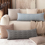 Foindtower Set of 2 Decorative Neutral Body Lumbar Throw Pillow Covers Vintage Accent Farmhouse Cushion Covers Floral Home Decor for Sofa Couch Chair Bedroom Living Room,14×36 Inch,Dusty Blue