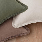 Woaboy Decorative Linen Fringe Throw Pillow Covers Boho Farmhouse Soft Accent Pillows with Tassels Christmas Home Decor for Livingroom Couch Sofa Bed,20x20 Inch Set of 2,Light Olive Green