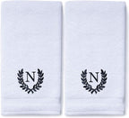 Decorative and Monogrammed Hand Towels for Bathroom Kitchen Makeup | Personalized Gift for Wedding-Bridal | Roman Font Custom Luxury Turkish Towel | Spa Collection, Oversized, 16 X 30 Inch, Set of 2