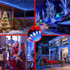 750 LED 240FT Christmas String Lights Outdoor, 12 Pro Modes and Timer Memory & Brightness, Plug in Outdoor Waterproof Clear Wire Twinkle Light for for Xmas Yard Tree Wedding Party Decor (Blue)