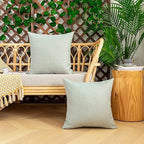 Kevin Textile Pack of 2 Decorative Outdoor Waterproof Pillow Covers Spring Checkered Garden Cushion Sham Throw Pillowcase Shell for Patio Tent Couch 18x18 Inch Mint