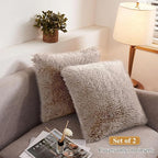 XeGe Soft Faux Fur Throw Pillow Covers, Luxury Fluffy Cushion Covers, Shaggy Plush Furry Pillow Cases, Fuzzy Decorative Pillow Covers Pack of 2 for Sofa Bed Couch Bedroom (18''x18'', Khaki)