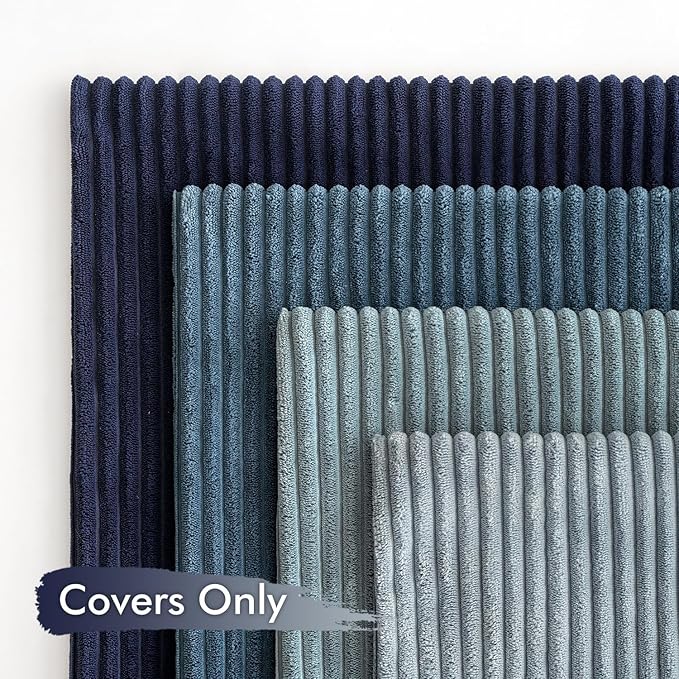 MIULEE Boho Farmhouse Throw Pillow Covers 20x20 Inch Set of 4 Western Neutral Decorative Cushion Covers Soft Modern Coastal Corduroy Home Decor for Couch Bed Sofa Living Room Dark Blue Navy Series