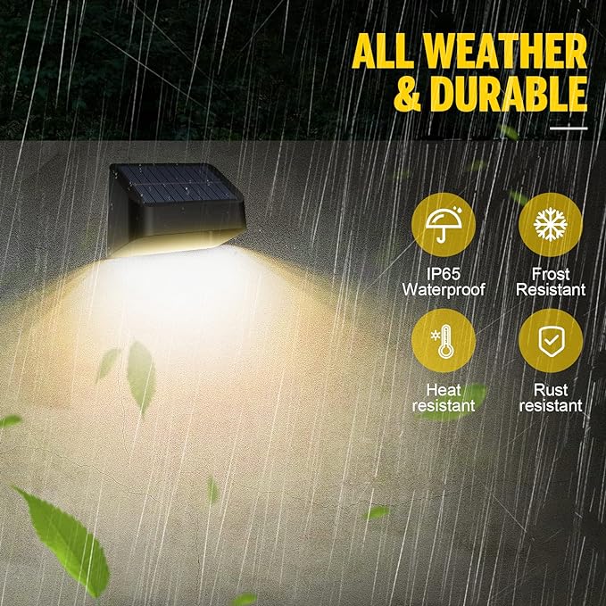 Brighter Solar Fence Lights 18 Pack, RGB 8 Colors, Dusk to Dawn Deck Light, Fence Lights Outdoor IP65 Waterproof, Solar Outdoor Lighting for Backyard/Railing/Wall/Step/Patio(Black)