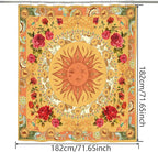 Bohemian Bathroom Curtain Colorful Boho Floral Print Beautiful Bright Polyester Fabric Cloth Shower Curtain for Bathroom Decoration, 72"x72"