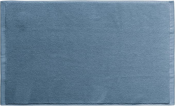 Coyuchi Classic Organic Cotton Terry Bath Mat 19"x 32", Cerulean, Quick-Dry, Highly Absorbent, Soft, Lightweight, 100% GOTS Certified,