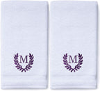Decorative and Monogrammed Hand Towels for Bathroom Kitchen Makeup | Personalized Gift for Wedding-Bridal | Roman Font Custom Luxury Turkish Towel | Spa Collection, Oversized, 16 X 30 Inch, Set of 2