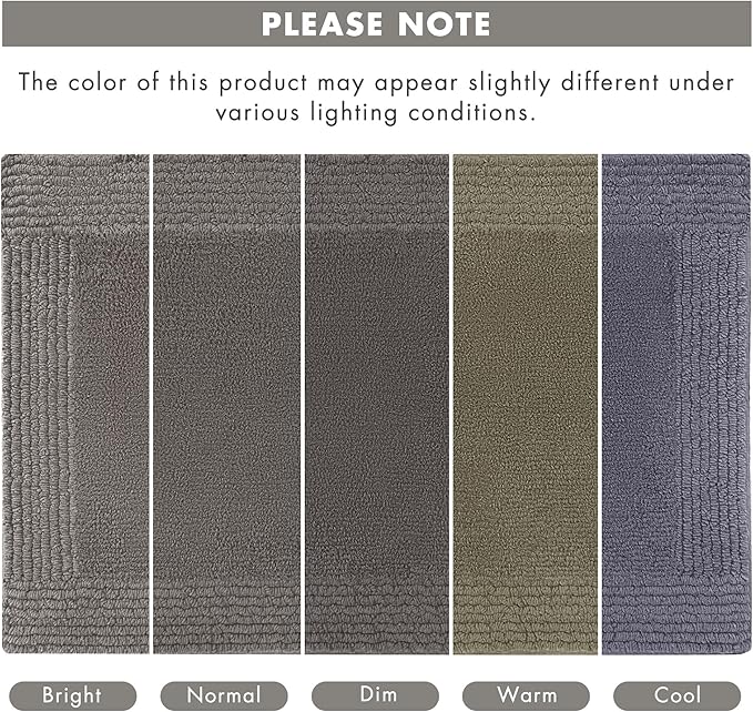 Madison Park Splendor Reversible 100% Cotton Tufted Bathroom Rug-3000 GSM Hotel Quality Luxurious Plush Medium Pile Bath Mat Absorbent, Quick Dry, Shower Room Décor, 24x60 Charcoal