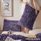XeGe Faux Fur Throw Pillow Cases, Plush Shaggy Ultra Soft Pillow Covers, Fluffy Crystal Velvet Decorative Pillowcases, Furry Fuzzy Pillow Shams Zipper Closure, Set of 2 (Standard, Purple Ombre)