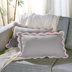 Folkulture Throw Pillow Covers 12x20 Lumbar Pillow Decorative, Set of 2 Couch Pillows for Living Room, Cute Outdoor Pillows, Cotton Boho Throw Pillows for Couch, Scallop Pillow Covers, Lavender Pillow