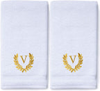 Decorative and Monogrammed Hand Towels for Bathroom Kitchen Makeup | Personalized Gift for Wedding-Bridal | Roman Font Custom Luxury Turkish Towel | Spa Collection, Oversized, 16 X 30 Inch, Set of 2