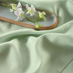 Solino Home Linen Light Green Hemstitch Table Runner 36 Inches - 100% Pure Linen Small Table Runner 14 x 36 Inch Ideal for Dresser and Coffee Tables - Classic Hemstitch