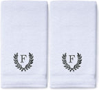 Decorative and Monogrammed Hand Towels for Bathroom Kitchen Makeup | Personalized Gift for Wedding-Bridal | Roman Font Custom Luxury Turkish Towel | Spa Collection, Oversized, 16 X 30 Inch, Set of 2