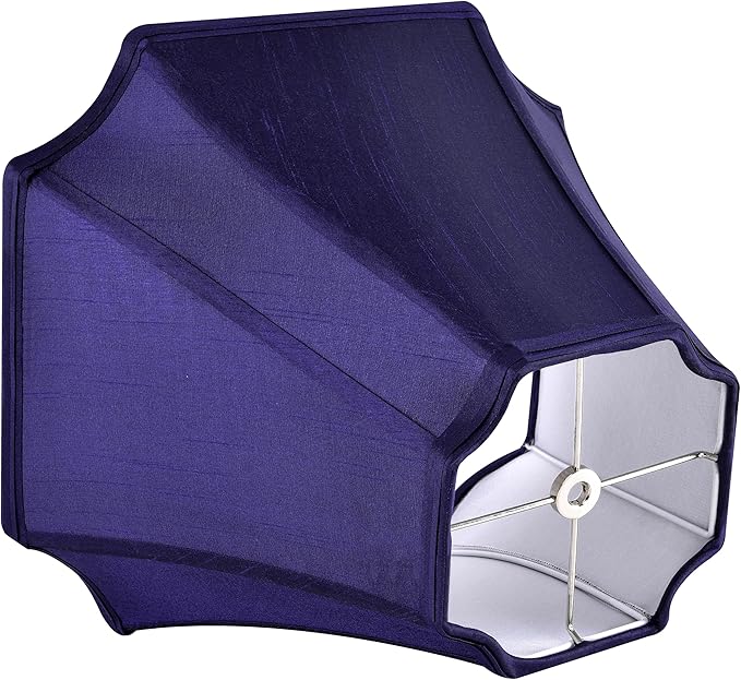 GO&SO Medium Blue Lampshades Square Cut Corner Lamp Shades for Floor and Table Lamps, 6.5x13.2x10.6", Blue, Natural Faux Silk Lampshade Bell Replacement, Handcrafted, Easy Assembly Required (Set of 2)