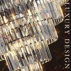 Large Black Crystal Chandeliers 30” Modern Chandelier for High Ceiling Foyer 5 Tiers 16 Lights Contemporary K9 Ceiling Pendant Light Fixture for Staircase Dining Room Bedroom
