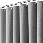 Inhousolu Fabric Shower Curtain Waffle Weave, 230 GSM Heavy Duty, Weighted Hem, 14 Metal Hooks, Water Repellent, Machine Washable, Hotel Spa Luxury Bath Curtain Set, 72 x 72 Inch, Grey