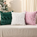DFXSZ Christmas Pillow Covers 18x18 inch Set of 2 Cream White Christmas Tree Elk Decoration Soft Plush Faux Fur Jacquard Throw Pillows for Bedroom Sofa Holiday Festivals Winter Home Decor PTK069E18