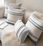 Boho Lumbar Pillow Covers 14x36 Inch Long, Blue Textured Decorative Couch Pillow Cases for Farmhouse Home Decor, Accent Cushion Cover for Sofa, Bed, Living Room, Bedroom, Pack of 1