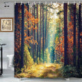 Romantic Fall Shower Curtain, Autumn Forest Thanksgiving Shower Curtains for Bathroom, Rustic Farmhouse Trees Fabric Bath Curtain Set with Hooks 72x72 Inch