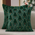 Christmas Pillow Covers 18x18 inch Set of 2 Xmas Decorations Soft Plush Faux Fur Wool Green Yellow Christmas Tree Throw Pillow Cases Winter Holiday Decor for Sofa Living Room PT-012A18