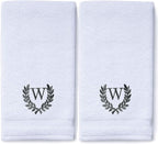 Decorative and Monogrammed Hand Towels for Bathroom Kitchen Makeup | Personalized Gift for Wedding-Bridal | Roman Font Custom Luxury Turkish Towel | Spa Collection, Oversized, 16 X 30 Inch, Set of 2